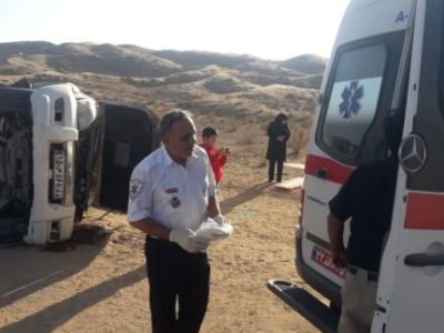 چهار مصدوم در واژگونی خودرو سواری