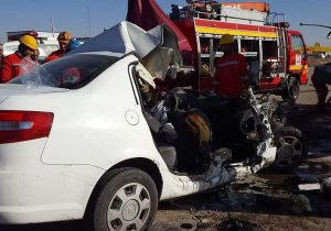 تصادف مرگبار رانا با تریلی در محور اردکان_نایین