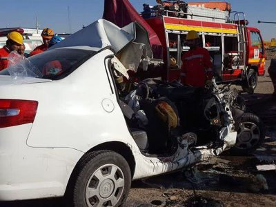 تصادف مرگبار رانا با تریلی در محور اردکان_نایین