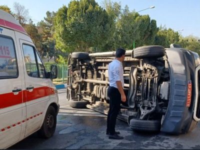 واژگونی آمبولانس اورژانس اصفهان حین انتقال بیمار